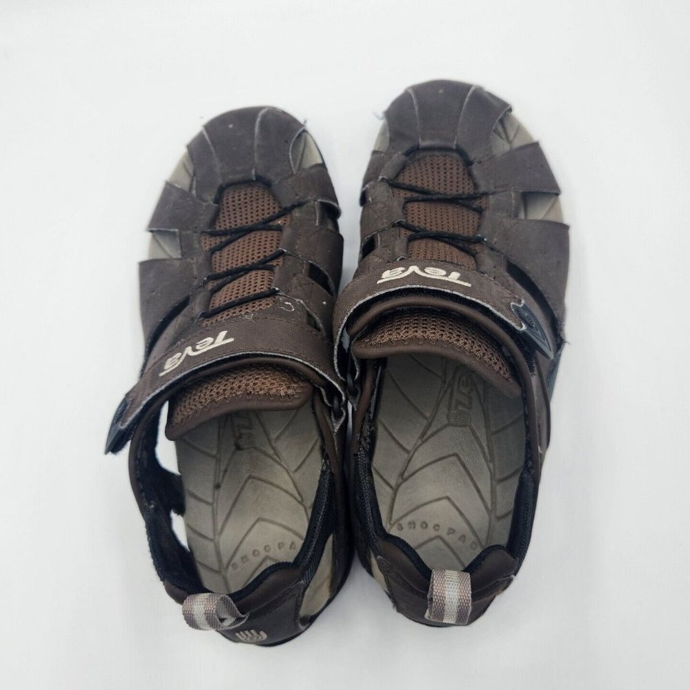 Teva Mens Size 8 Forebay Hook And Loop Brown Fisherman Sandals - Picture 8 of 9